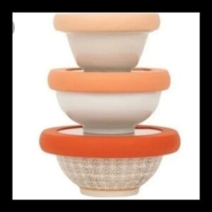 FOOD HUGGERS Terracotta Glass Bowl Lids Set of 3 BNWT Limited Edition SO